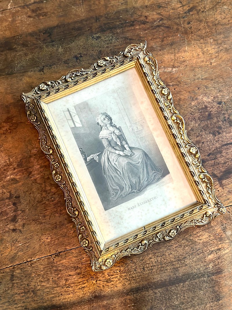 30559 Elegant French Antique Imprint Painting of a French Princess of the Bourbon Dynasty in the 18th Century - ตกแต่งผนัง - ไม้ 