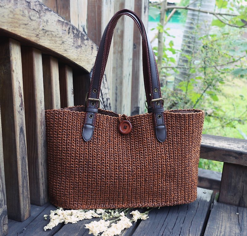 Handmade - my exclusive OL bag - hand-woven - work / school / travel / light travel / birthday gift - กระเป๋าแมสเซนเจอร์ - กระดาษ สีนำ้ตาล