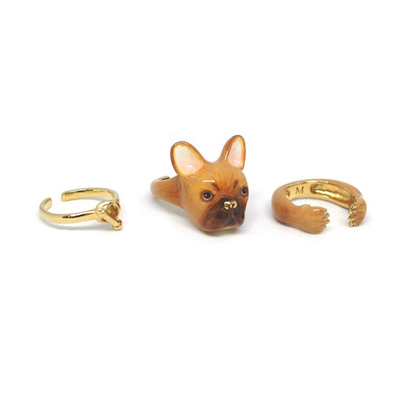 3-Piece Of French Bull Dog Rings. - General Rings - Other Metals Brown