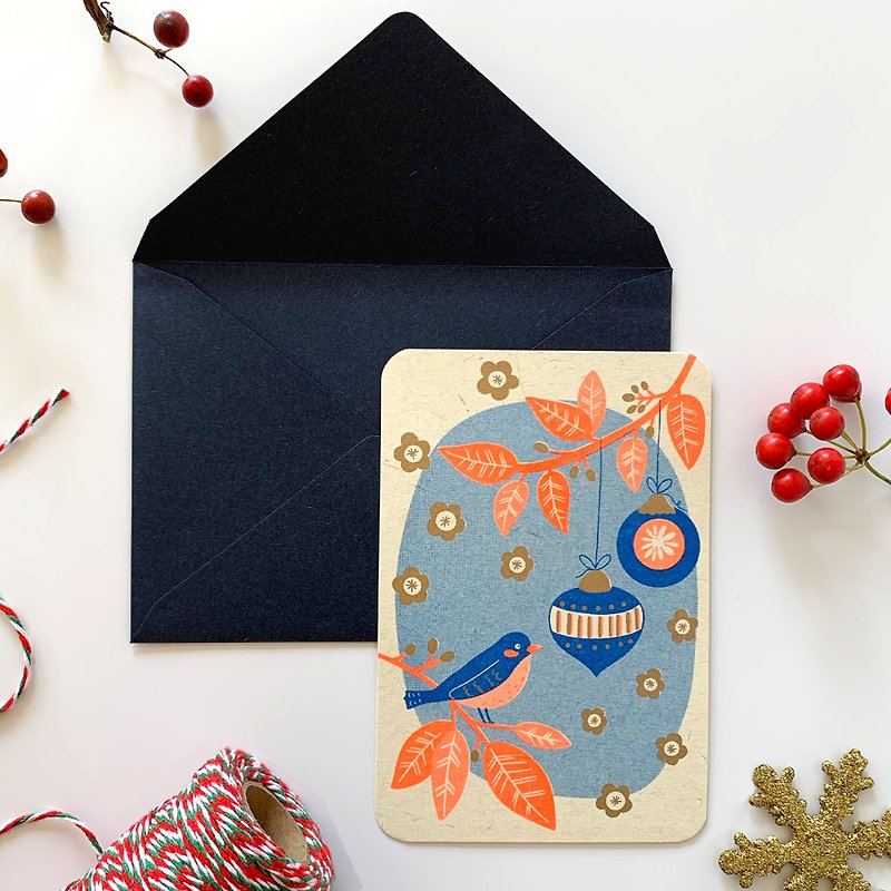 冬のグリーティングカード 封筒set -小鳥さん- - 心意卡/卡片 - 紙 藍色