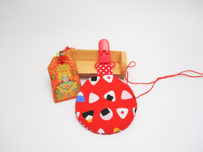 Japanese royal rice ball (red) / baby round peace symbol bag. Fu bag. Incense bag. Exclusive edge (round) - ซองรับขวัญ - ผ้าฝ้าย/ผ้าลินิน สีแดง