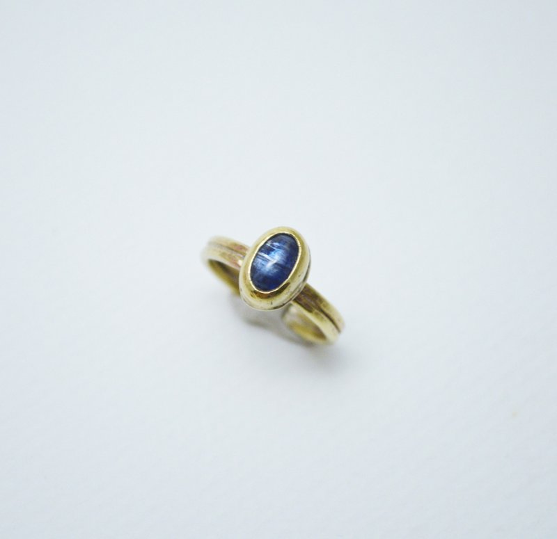 Simple Series-Blue Kyanite‧Brass Open Ring - แหวนทั่วไป - ทองแดงทองเหลือง สีทอง