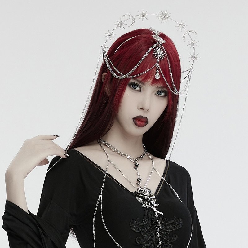 Gothic Ocean Star Imitation Diamond Crown Headband - Headbands - Other Materials Black