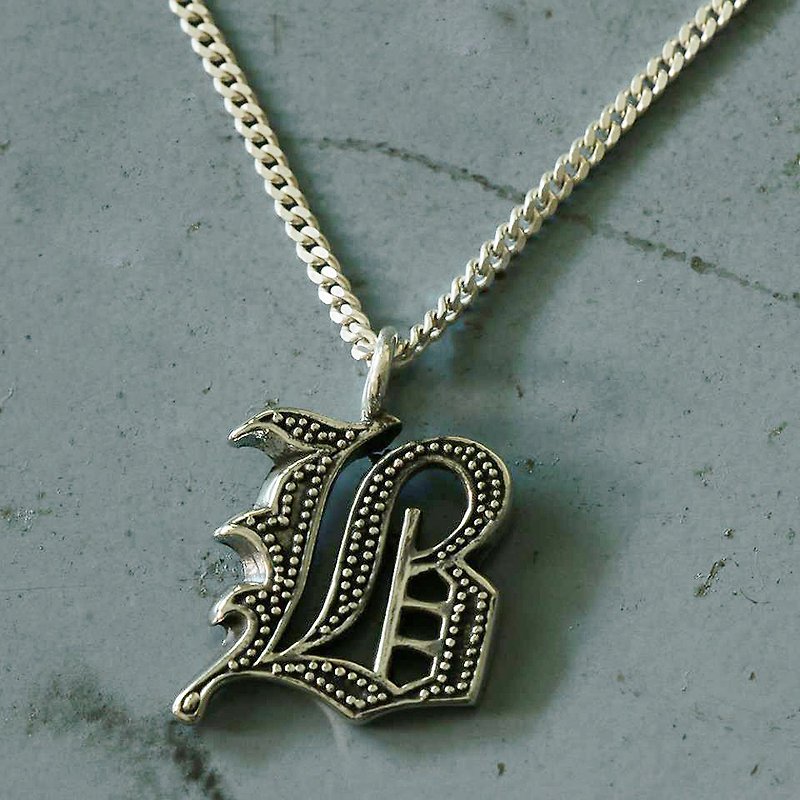 B pendant necklace Biker gothic A-Z silver alphabet Initial Letters NAME gift  - Necklaces - Other Metals Silver