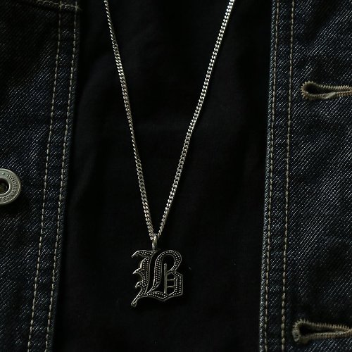 D gothic Letters pendant necklace sterling silver 925 Biker old englis –  Jack's Club