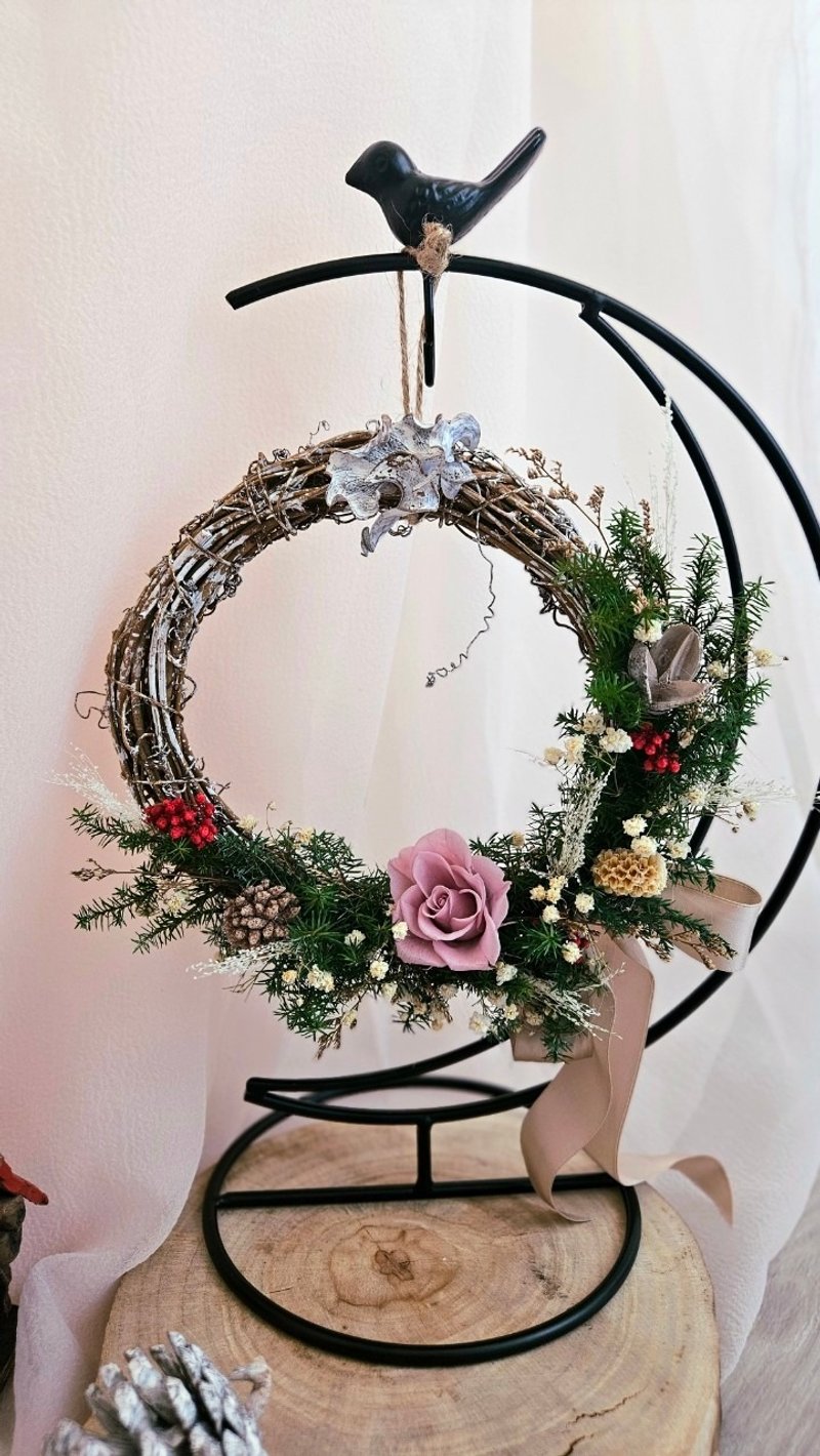 【日本永生花】不凋花玫瑰聖誕花圈  送禮 聖誕禮物 - 乾燥花/永生花 - 植物．花 