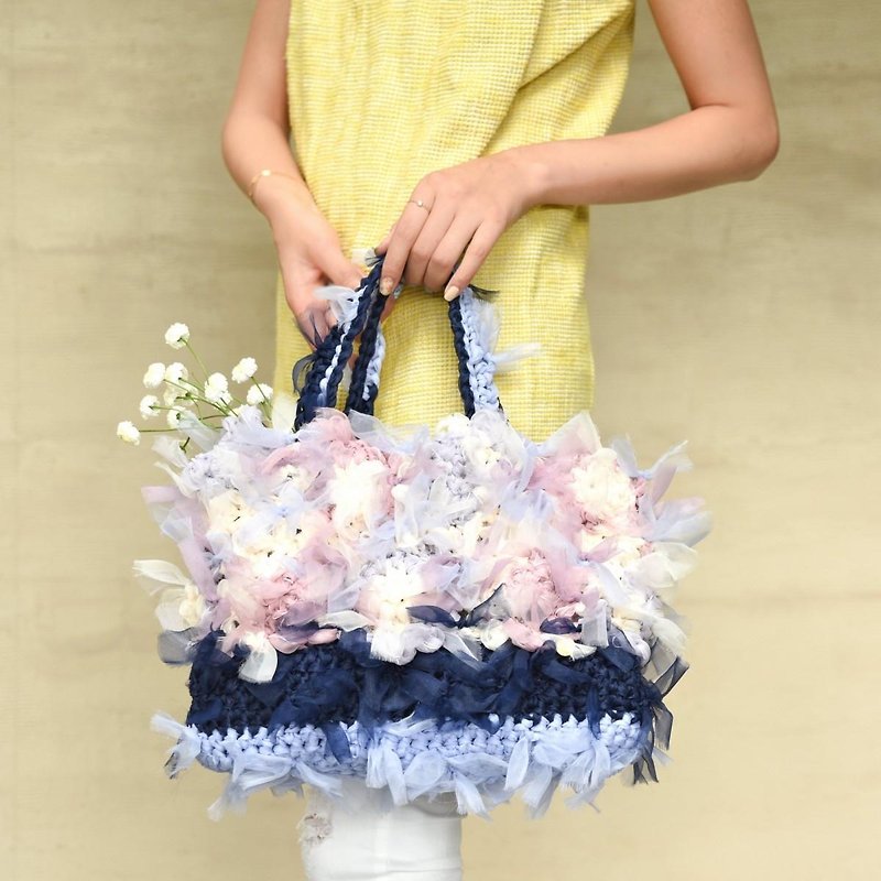 咲き編みフラワーバッグ||オトナパステル - 手袋/手提袋 - 其他材質 紫色