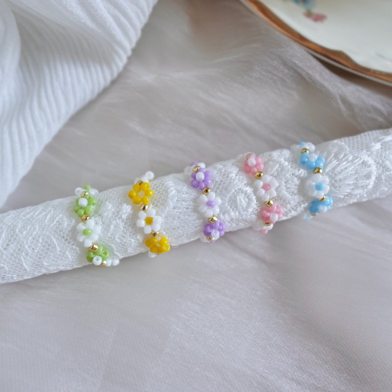 Lily Valley Flowers | Handmade Beaded Rings - General Rings - Semi-Precious Stones White