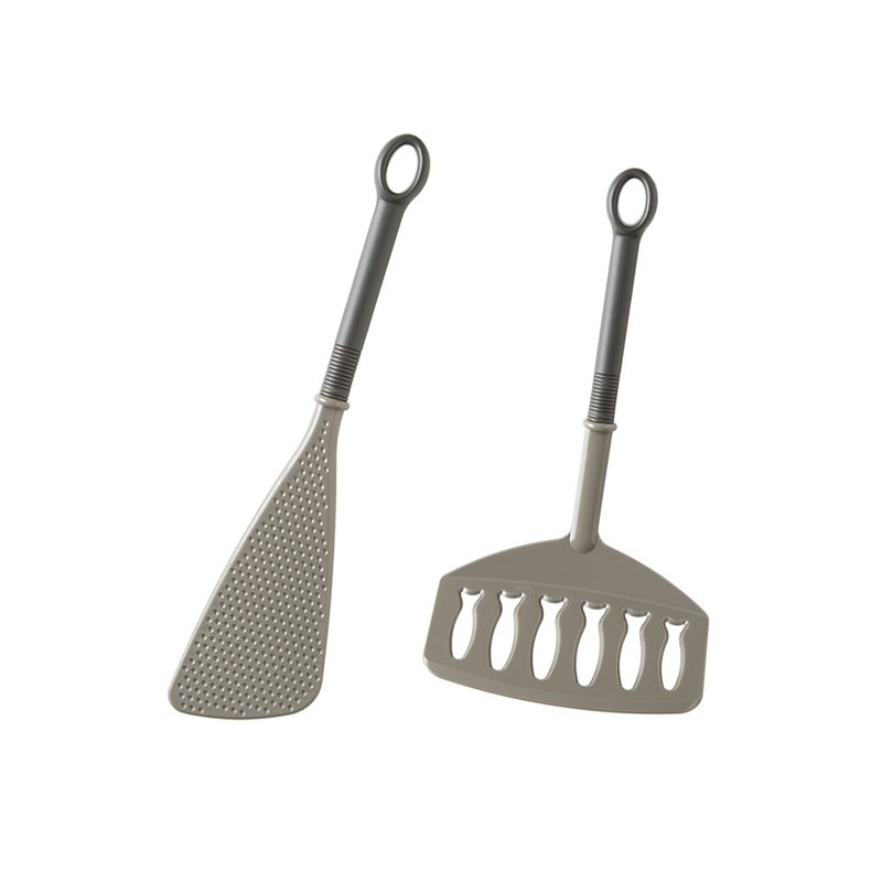 Japan INOMATA Japanese-made heat-resistant spatula set of two (fried rice spatula + fried fish spatula) - Ladles & Spatulas - Nylon Gray