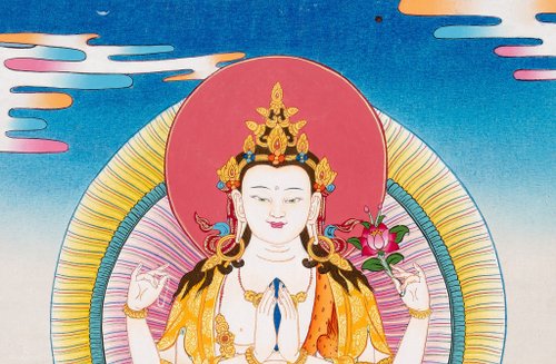 観音菩薩のタンカ 伝統的な家庭装飾アート - ショップ Boudha