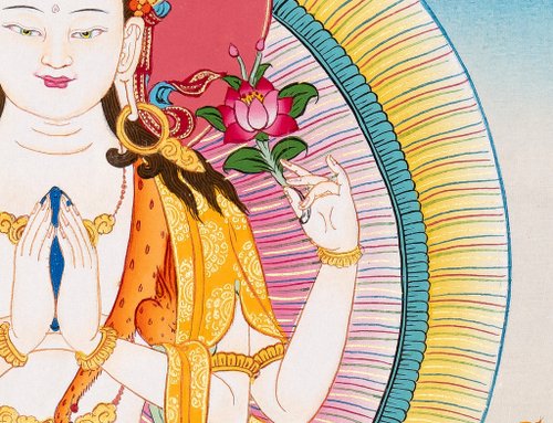 観音菩薩のタンカ 伝統的な家庭装飾アート - ショップ Boudha