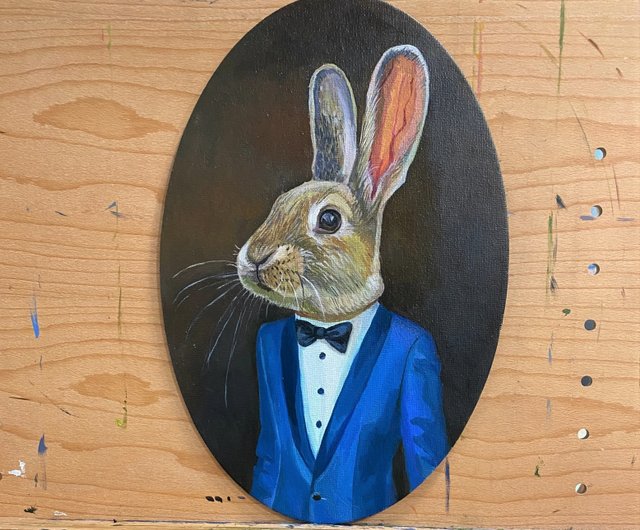 得価特価送料無料、希少画集画、高級新品額・額装付、rabbit うさぎ ウサギ、絵画 油彩画 動物画、37 人物画
