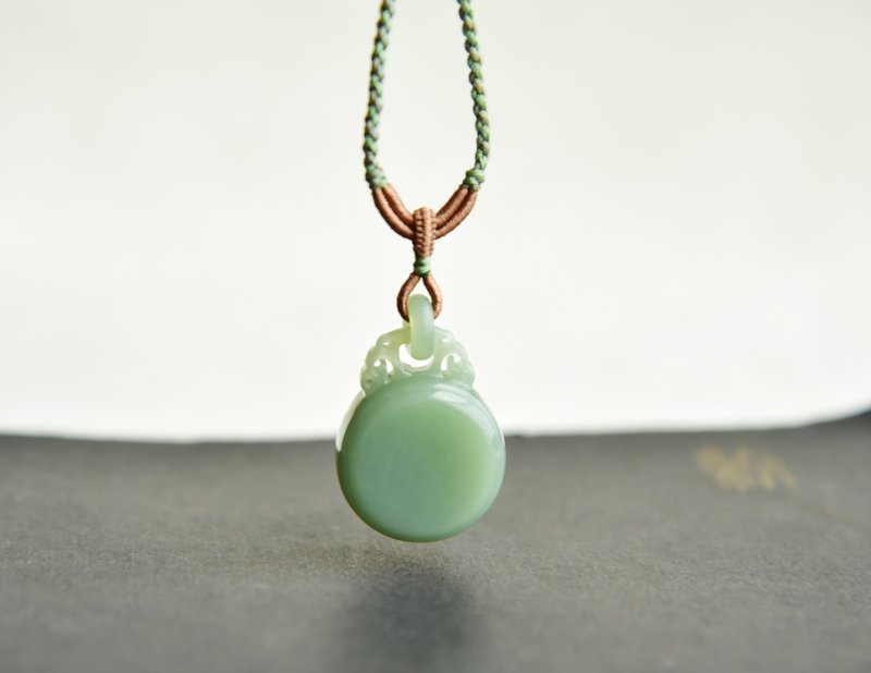 [平安如意] 天然和天翡翠と青海素材のペンダント クラシカル禅ネックレス - ネックレス - 翡翠 グリーン