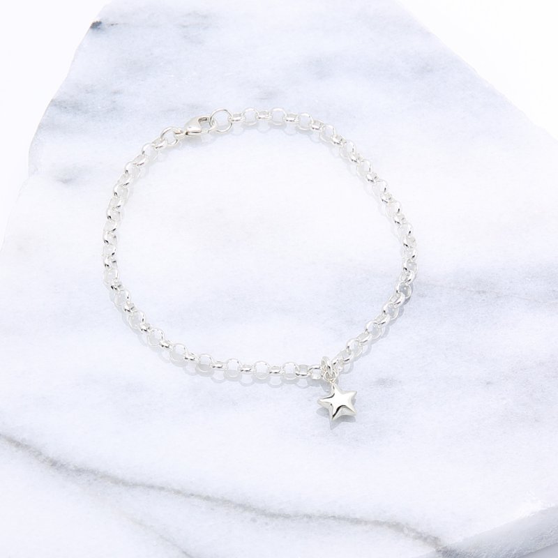 【Angel & Me】Lucky star s925 sterling silver bracelet Valentine's Day gift - สร้อยข้อมือ - เงินแท้ สีเงิน