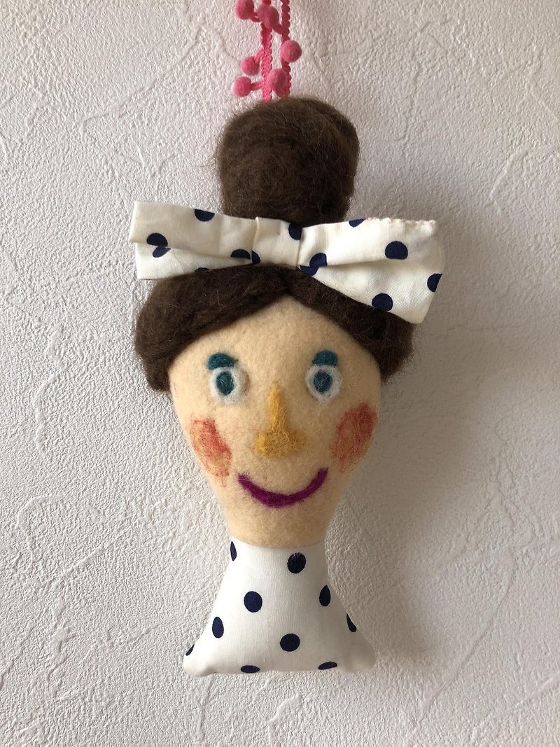 Girls doll polka dots white - Stuffed Dolls & Figurines - Wool 