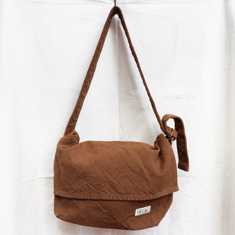 NEW 2-WAY Messenger Bag S [2024 Fall/Winter Limited Color: Chocolate] (VC-6S) - กระเป๋าแมสเซนเจอร์ - ผ้าฝ้าย/ผ้าลินิน สีนำ้ตาล