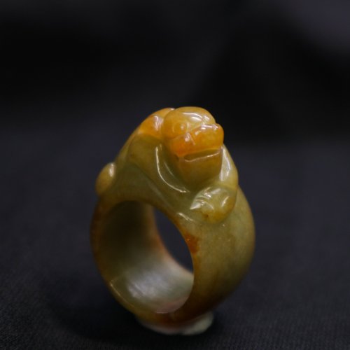 瑾榛松榕 【18.5圍】天然緬甸A貨冰糯種紅翡扳指 l 翡翠紅翡 l 貔貅扳指