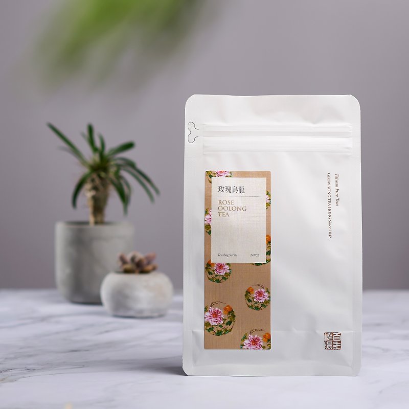 Rose Oolong Pyramid Tea Bags (3g x 24bags) Aluminium Foil Zip Bag - Tea - Fresh Ingredients 