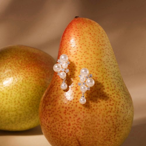 Miagoldjewel s925銀自製原創琉璃光珍珠耳飾耳環 氣質法式小眾耳釘 防敏感