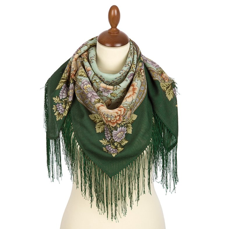 Authentic Pavlovo Posad Russian Shawl Scarf Soft 100% Wool 89x89 cm 1453-9 - 絲巾 - 羊毛 多色