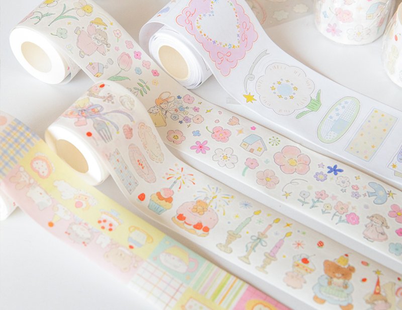 vol.8【花園裡的甜品店】可愛治癒系列 和紙pet膠帶/鹽系/切膜 - 紙膠帶/和紙/PET - 紙 多色