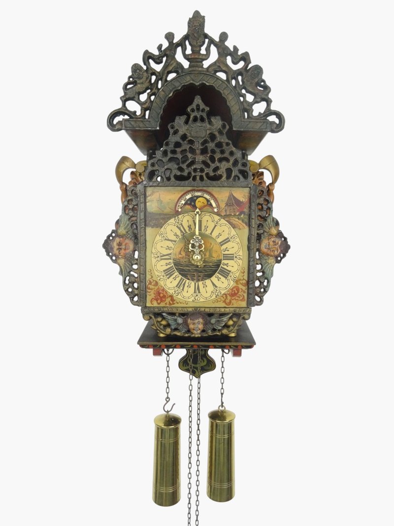 FRIESIAN MERMAID NAUTICAL DUTCH VINTAGE ANTIQUE WALL CLOCK (WARMINK WUBA) - 時鐘/鬧鐘 - 木頭 綠色