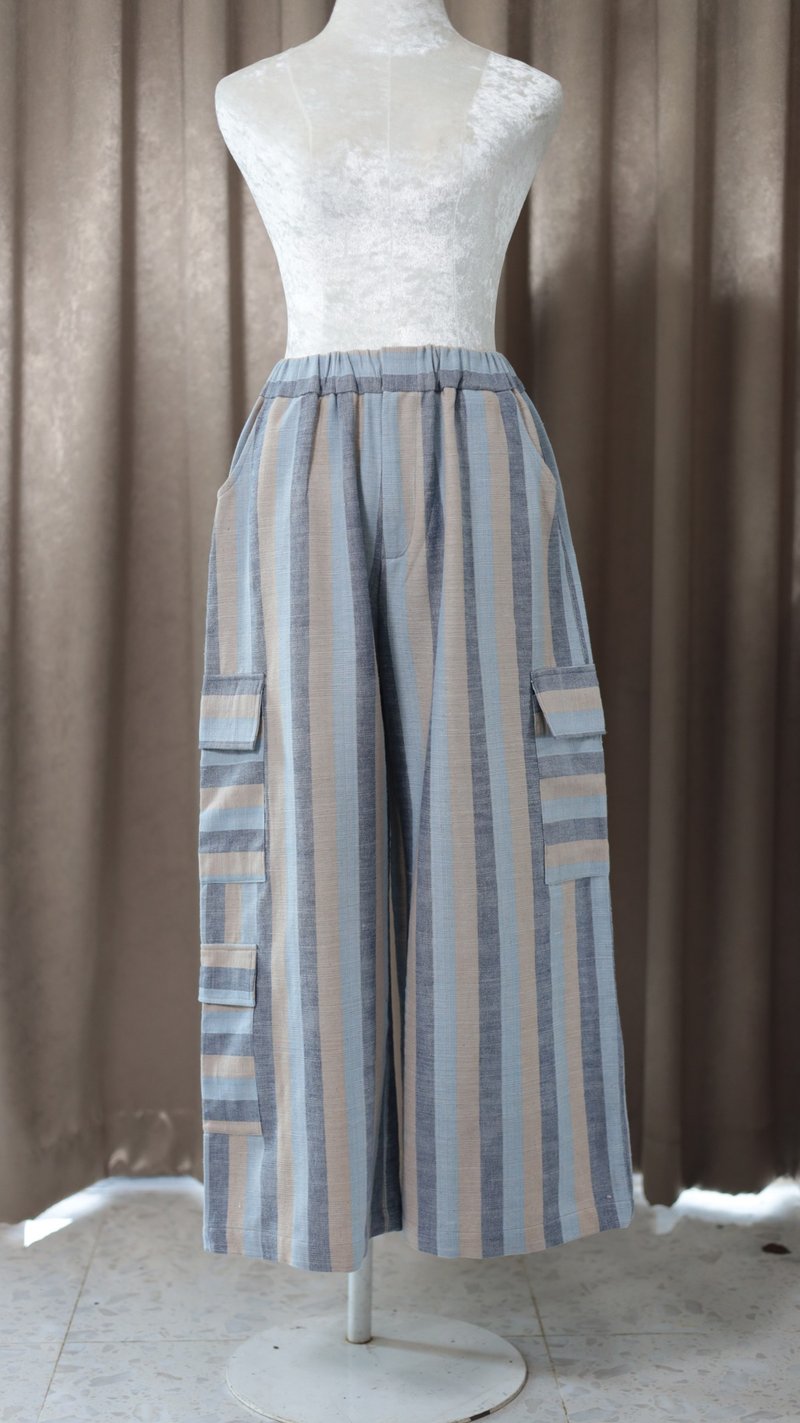 Loom & Leaf - Artisanal Cargol Pant - 男長褲/休閒褲 - 棉．麻 藍色