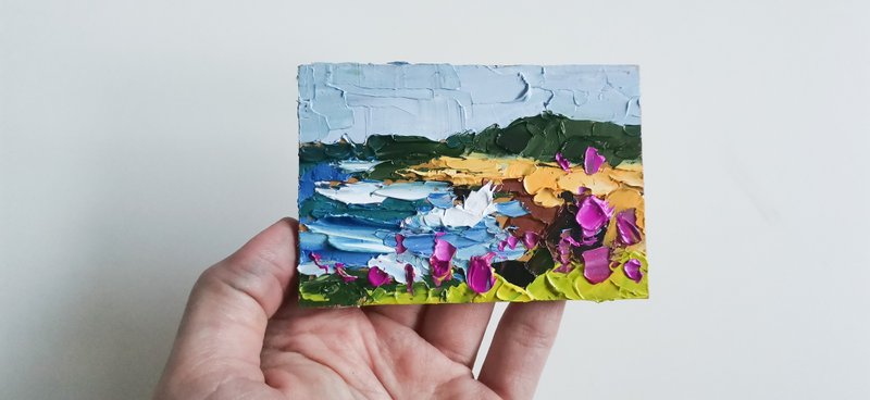Seascape 油畫 Painting 油畫原作 Original Art Impasto 手工油畫 Poppy Art by Verafe - 海報/掛畫/掛布 - 其他材質 藍色