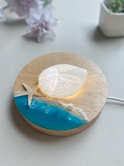 木草日手作 海洋海膽手作小夜燈 樹脂海浪 擺飾 居家裝飾品 實用禮物 客製化
