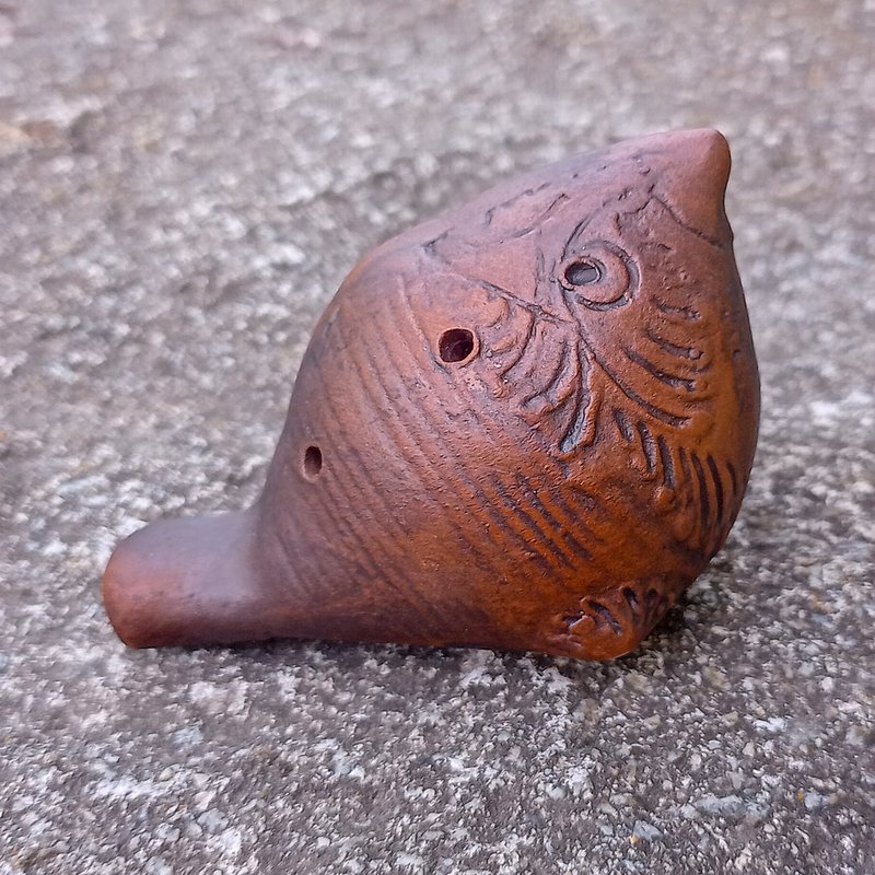 Handmade ceramic whistle bird,clay whistle bird,clay ocarina,Ceramic ocarina - 吉他/樂器 - 陶 咖啡色