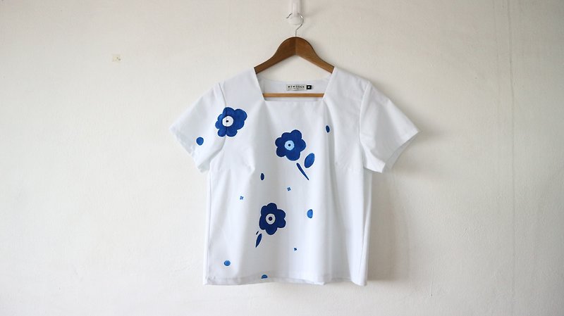 手塗りの基本的なトップ - Tシャツ - コットン・麻 