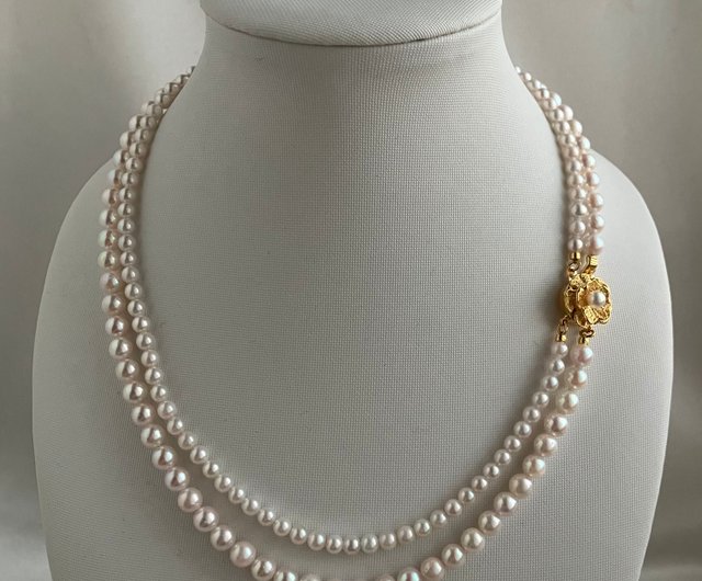【ITZAVIBE】White Pearl Double Necklace ★ 韓国人気 Pearl Necklace Eternal | MAJORICA – Majorica