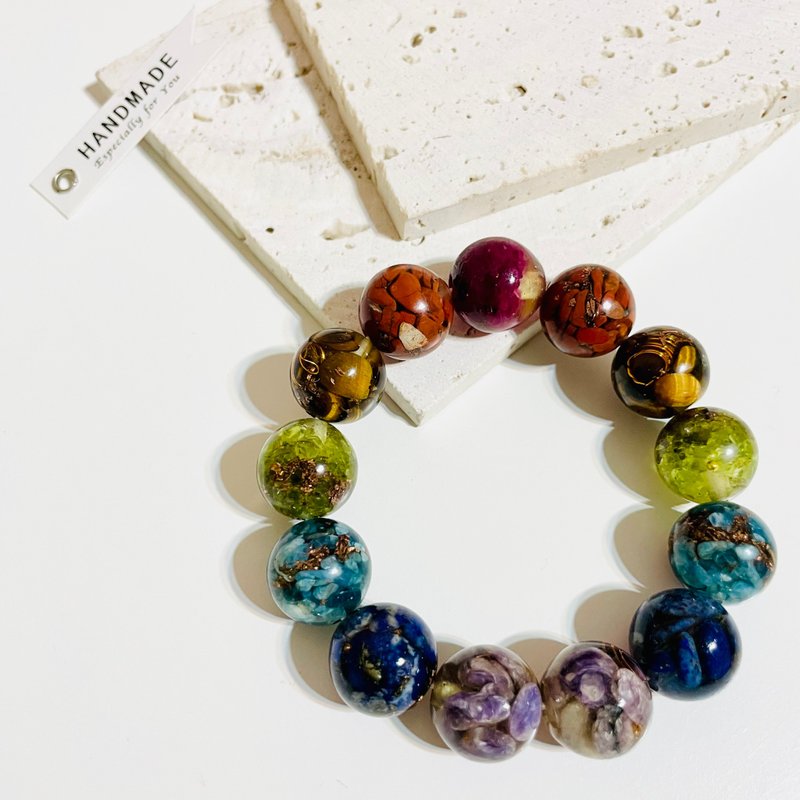 Orgonite bead bracelet/orgonite/healing/seven chakras/luck and wealth - Bracelets - Semi-Precious Stones Multicolor