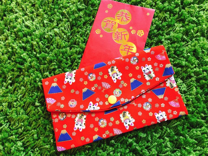 福袋/紅包袋/現金收納袋/存摺包—紅滋滋燙金喜氣款2入 - 紅包袋/春聯 - 棉．麻 紅色