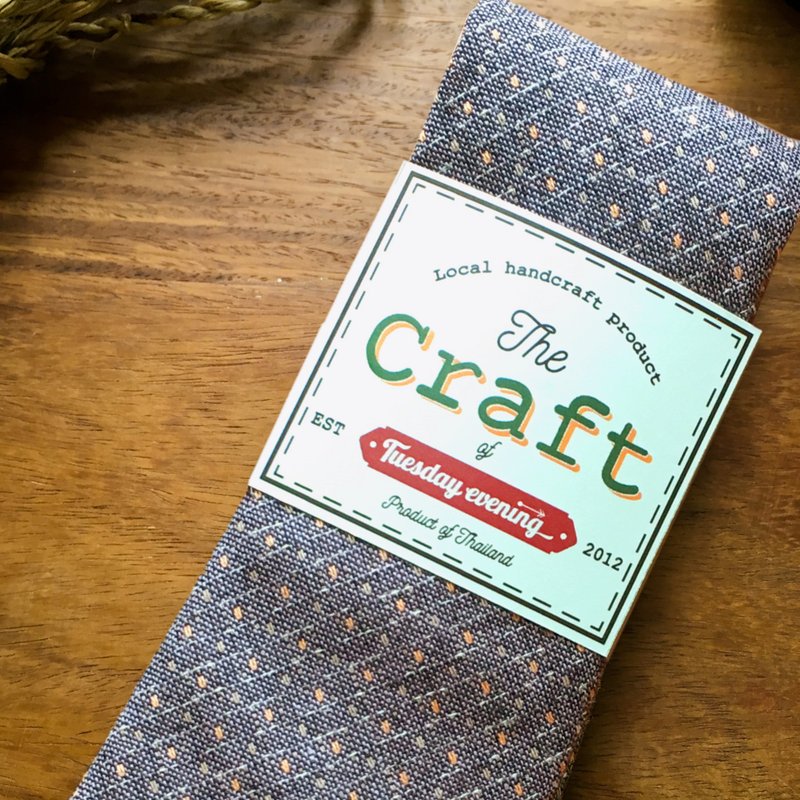 The Craft Purple Grey with Stitchy Dot Necktie - 領帶/領帶夾 - 棉．麻 灰色