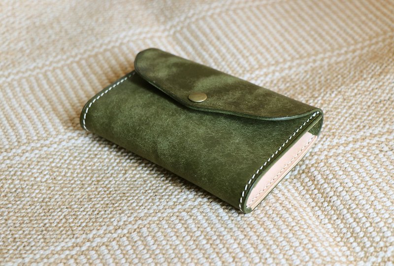 [Valentine's Day] Olive green laminated coin purse l Italian Badalassi-Pueblo nubuck leather - Wallets - Genuine Leather 