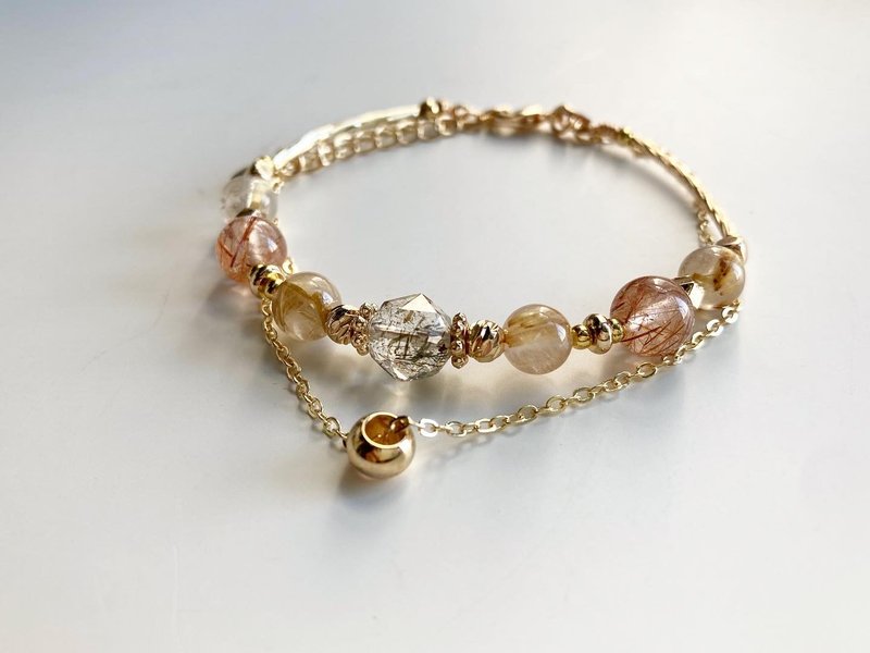 New Year Lucky Earth Color Double Chain Crystal Bracelet - สร้อยข้อมือ - คริสตัล 