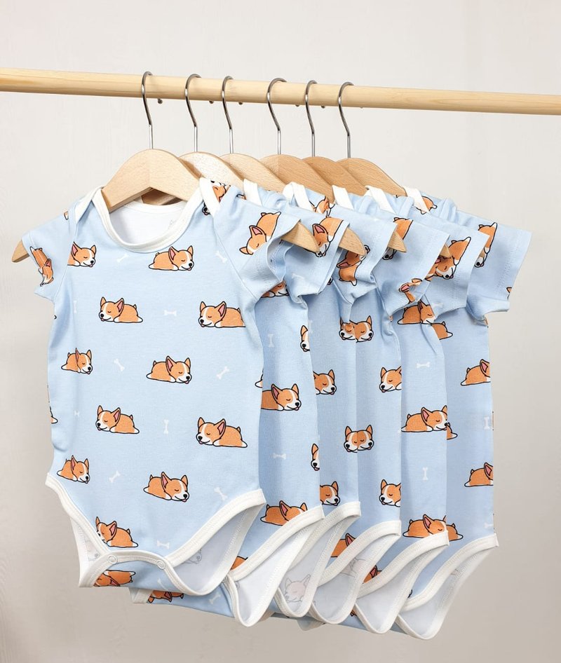 Corgi baby bodysuit, baby boy bodysuit, baby girl bodysuit, baby onesie - Onesies - Cotton & Hemp Multicolor