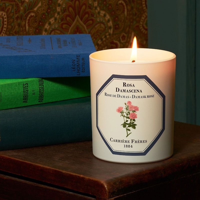 Carrière Frères Damascus rose scented candle - เทียน/เชิงเทียน - ดินเผา ขาว