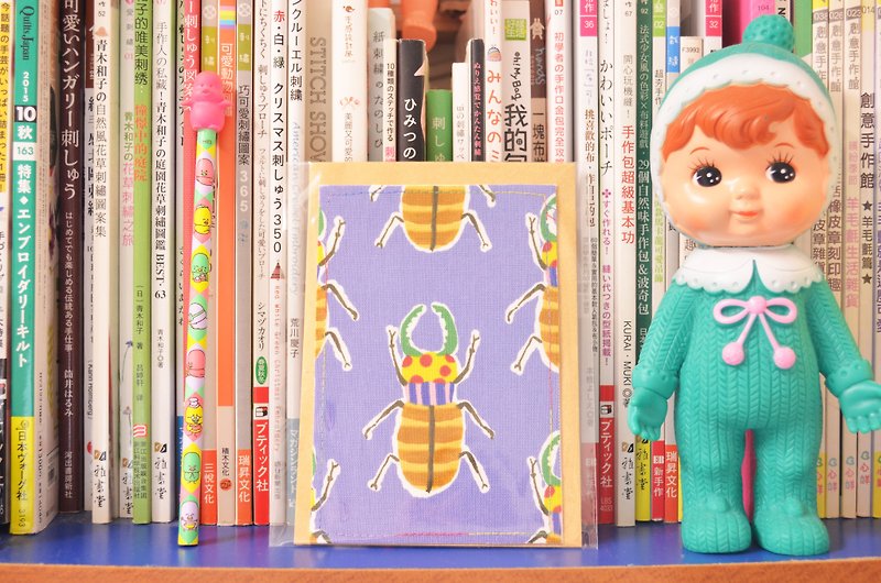 Little stag beetle fabric postcard - Cards & Postcards - Cotton & Hemp 