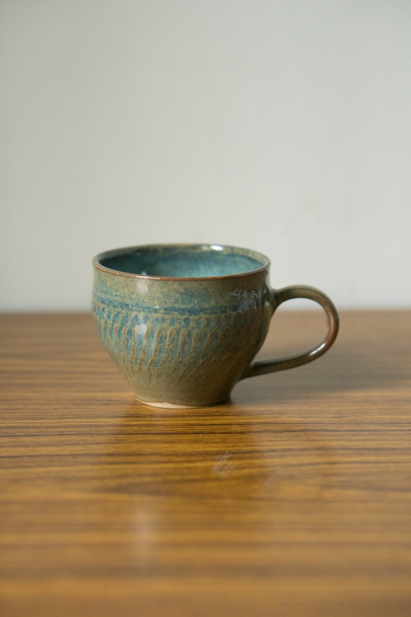 藍綠小咖啡杯 - 咖啡杯/馬克杯 - 陶 綠色