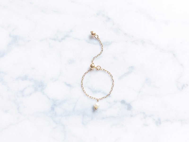 「ゼロ古典的なセンス軽鎖環」淡水真珠のドレープスタイルのチェーンリング - リング - 宝石 イエロー