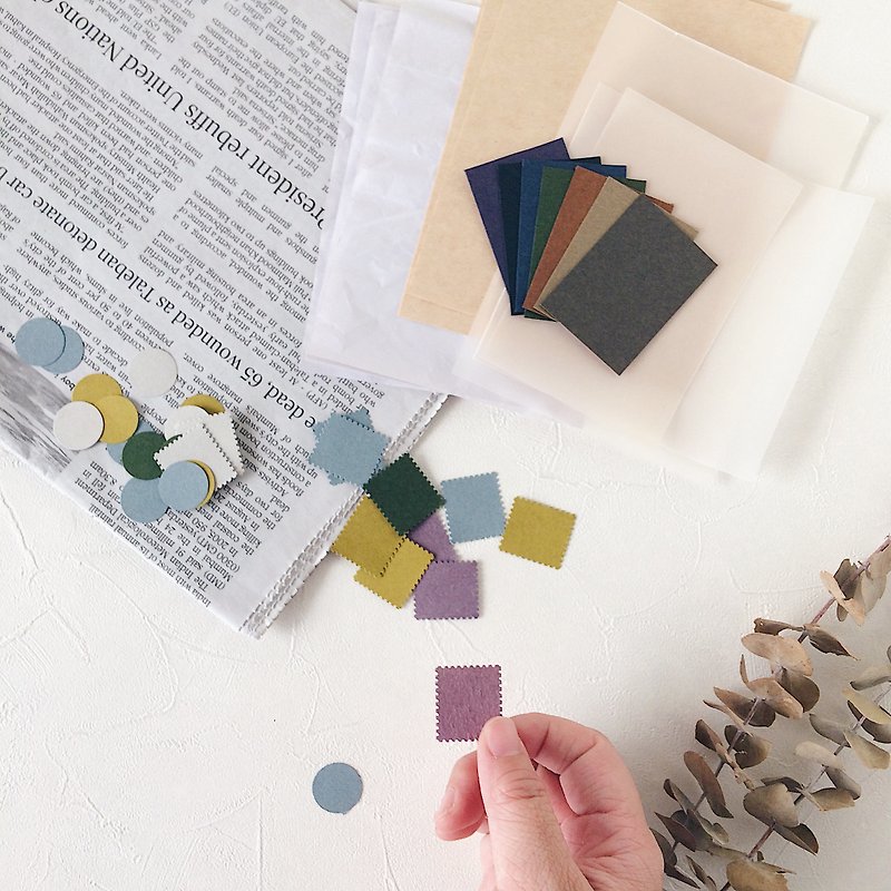 Exclusive-Handbook Kit B | Collage Backing Stamp Dot Tissue Kraft Wax Line - งานไม้/ไม้ไผ่/ตัดกระดาษ - กระดาษ หลากหลายสี
