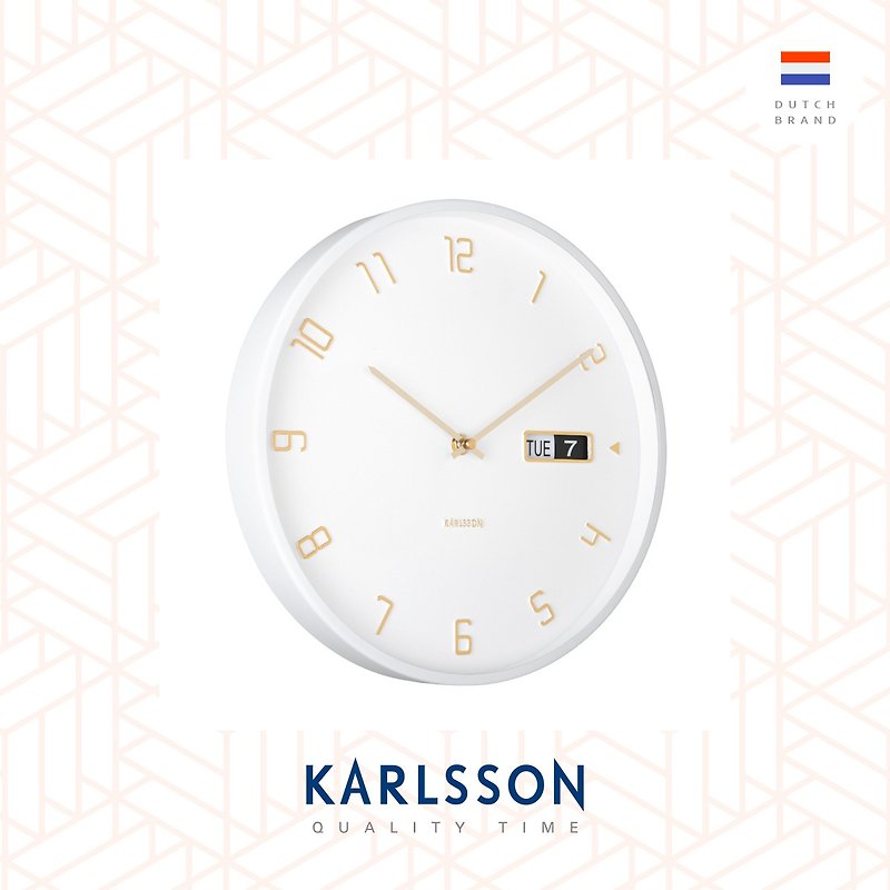 カールソン、オランダ、掛け時計 データフリップ ホワイト ホワイト デジタル 日付掛け時計 - 時計 - 金属 ホワイト