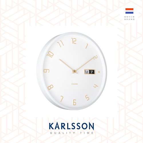 Ur Lifestyle 荷蘭Karlsson, Wall clock Data Flip white 白色數字日期掛鐘