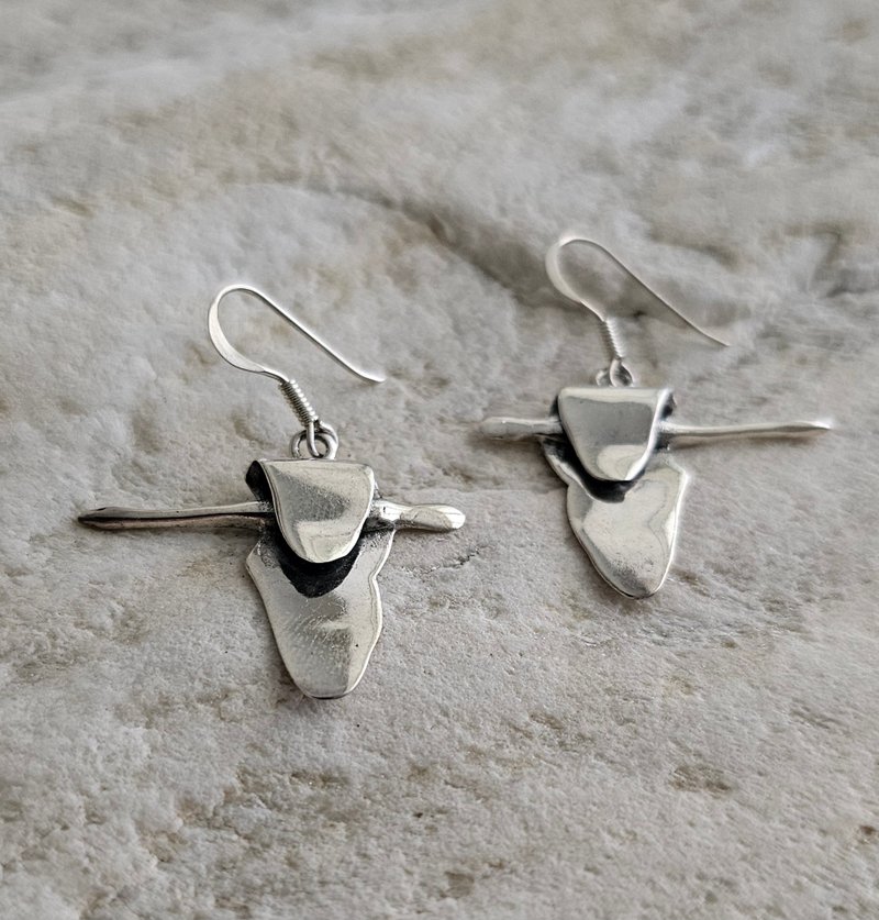 Flying Goose Bird Duck Dangle Earrings - ต่างหู - เงินแท้ 