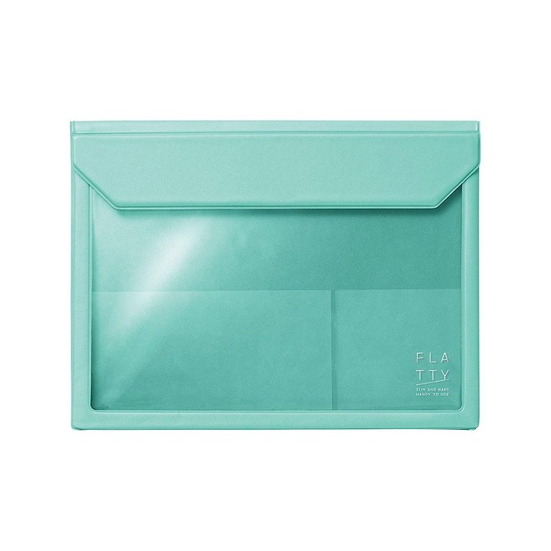 【キングジム】FLATTY多目的収納バッグミントグリーンA5 - クリアファイル - プラスチック グリーン