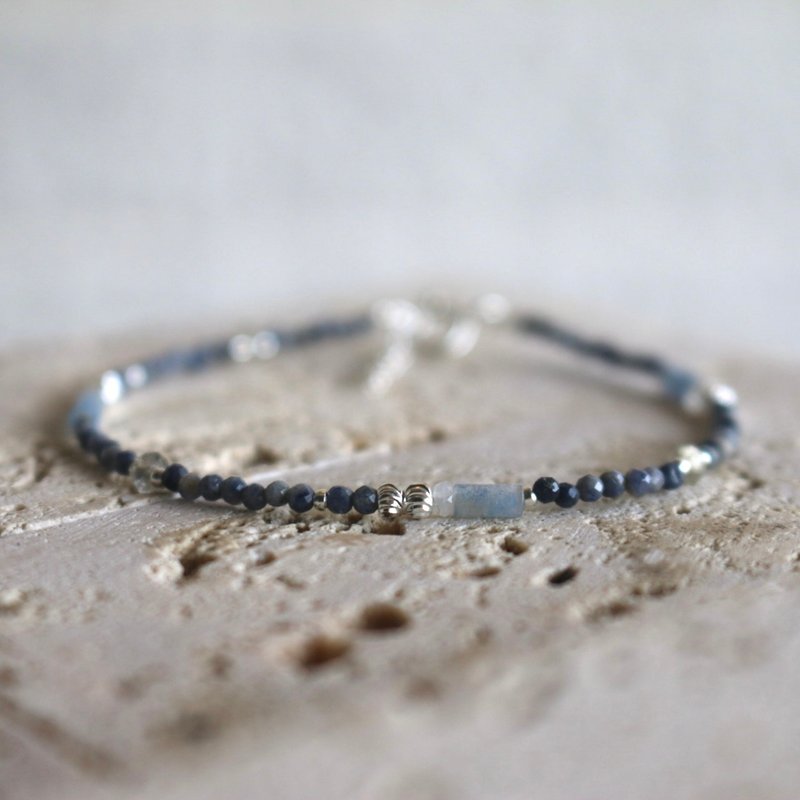 九月誕生石 手鍊 月光石 藍寶石 - 上升 - - 手鍊/手環 - 半寶石 藍色