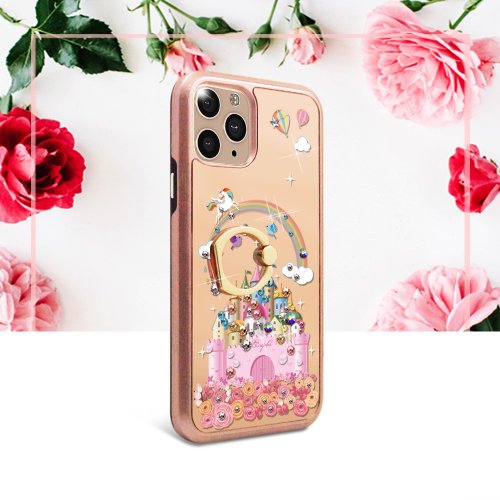 apbs 雅品仕 水晶彩鑽手機殼 iPhone 11 全系列水晶彩鑽全包鏡面指環扣雙料手機殼-童話城堡