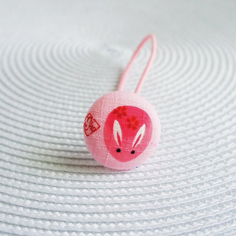 Lovely【日本布訂製】桃紅櫻花兔子鬆緊髮束、粉紅底
